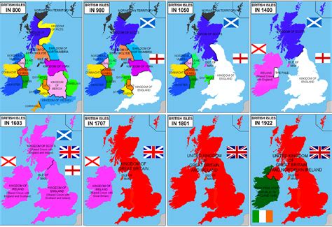 British Isles Unification 800 Ad 1922 Ad 900 X 620 Map Map