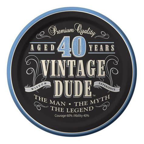 7 Inch Lunch Plates 40th Vintage Dudecase Of 96 Vintage Dude Birthday