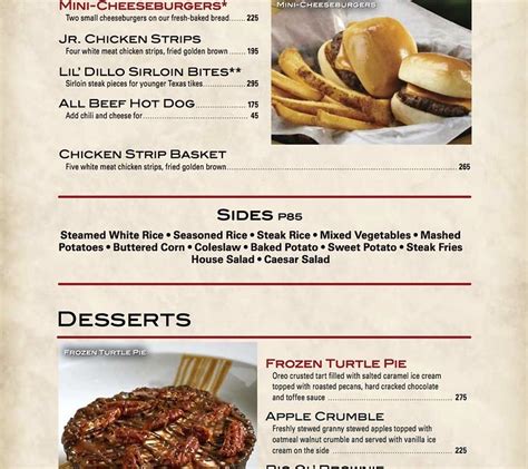 Texas roadhouse is most famous for their steaks, but offer a variety of menu options. Texas Roadhouse Dessert Menu / Online Menu of Texas Roadhouse - San Antonio, TX - West ... : For ...