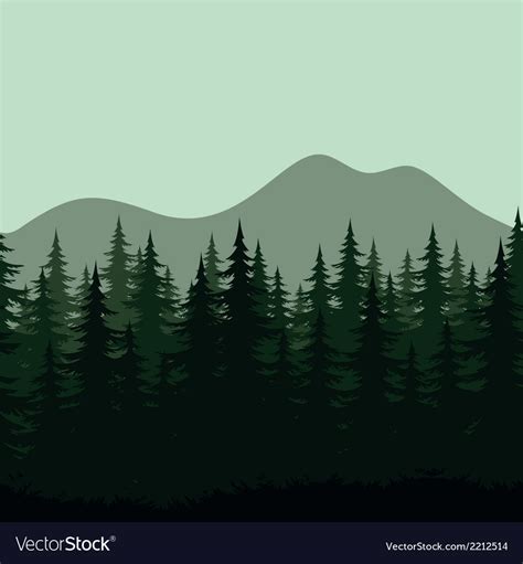 Seamless Mountain Landscape Forest Silhouettes Vector Image