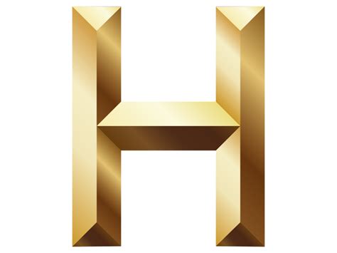 Golden H Character Png Transparent Image