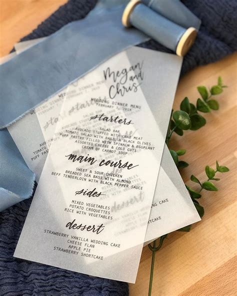 All of the menu designs in this collection are available for download or print. Vellum Wedding Menu | Vellum Wedding Menu with Meal Choice ...