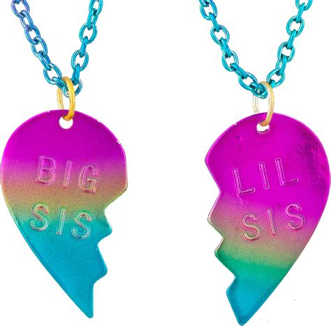 Lux Accessories Multicolored Big Sis Lil Sis Engraved Words