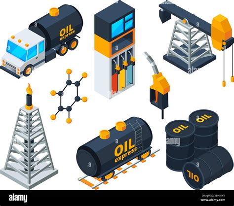 Industry 3d Isometric Illustrations Of Oil And Gas Refining Stock