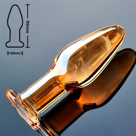 30mm Gold Crystal Anal Dildo Pyrex Glass Butt Plug Artificial Dick Male Penis Female Masturbate