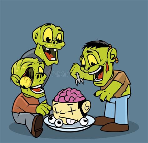 Group Of Zombies Eating Brain Stock Illustration Illustration Of
