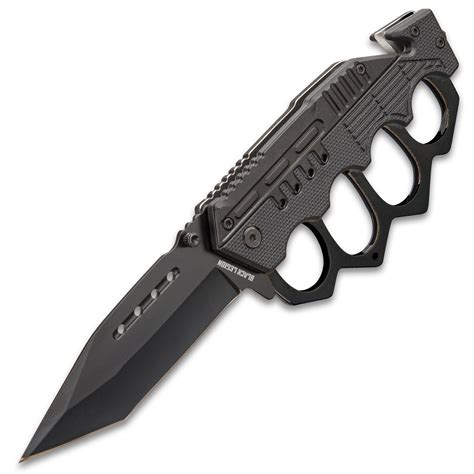 Black Folding Knuckle Knife Stainless Steel Blade
