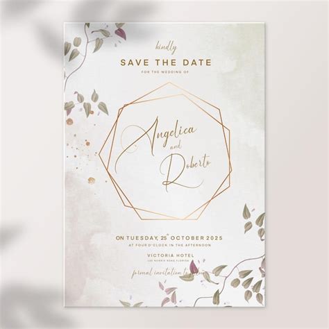 Premium Psd Geometric Wedding Invitation Template