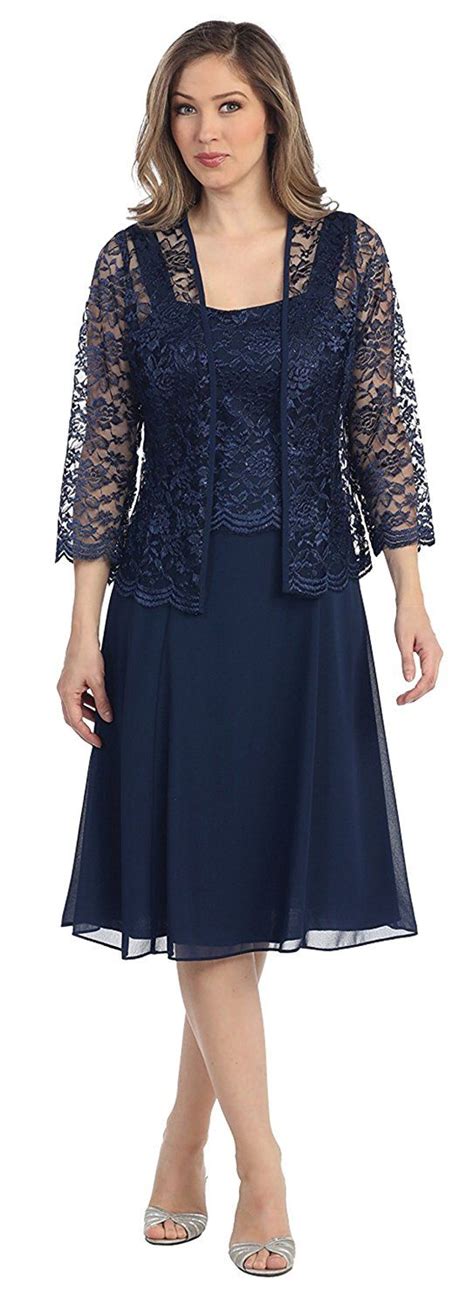 Womens Short Mother Of The Bride Formal Lace Dress With Jacket Bride