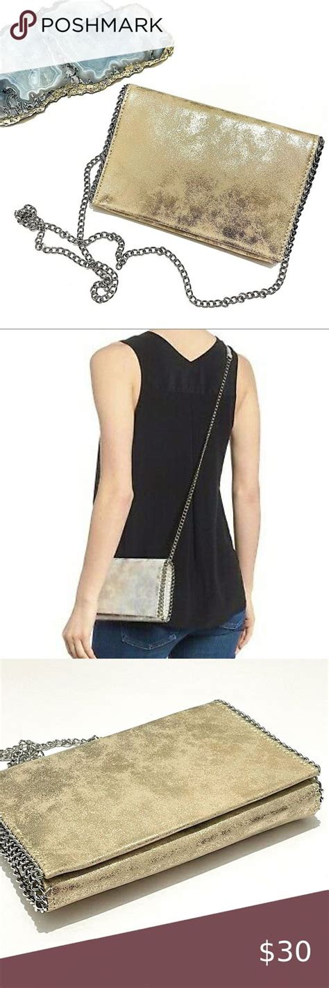Chelsea28 Metallic Gold Faux Leather Chain Link Convertible Crossbody