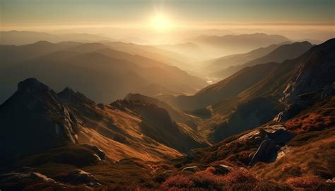 Majestic Mountain Peak Tranquil Sunrise Nature Beauty Generated By Ai