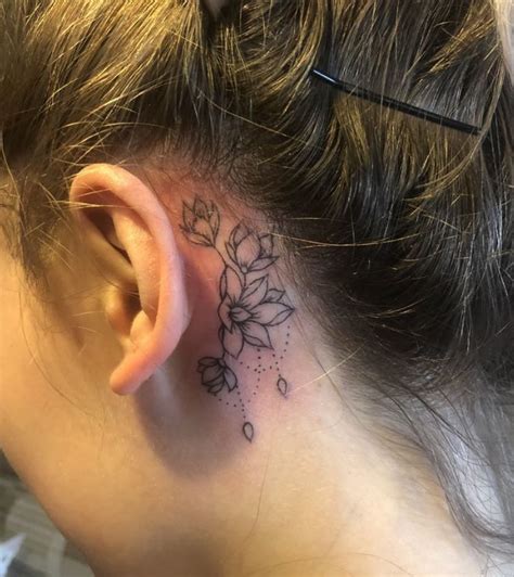 Behind The Ear Lotus Flower Tattoo By Asaaltattoo