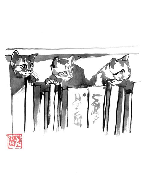 Kitties On Books Drawing By Pechane Sumie Saatchi Art