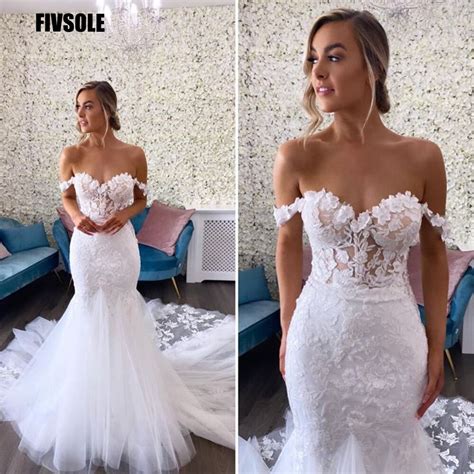 Fivsole Mermaid Tulle Wedding Dresses 2023 Sweetheart Pearls Plus Size