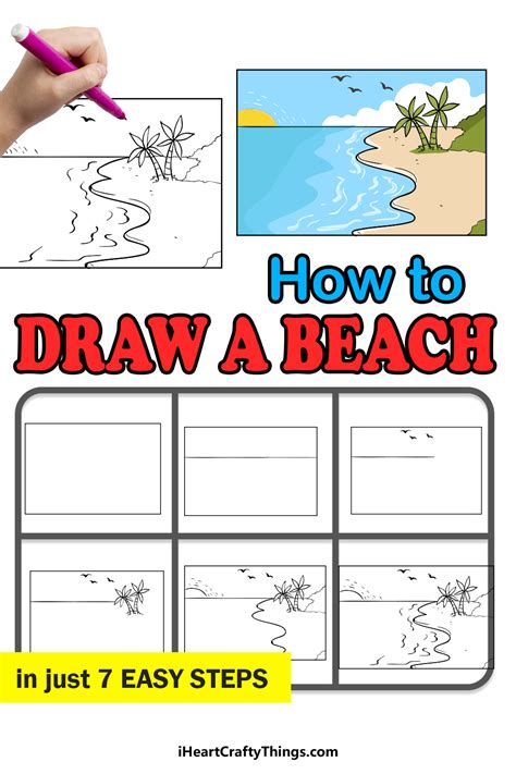 Beach Drawing How To Draw A Beach Step By Step