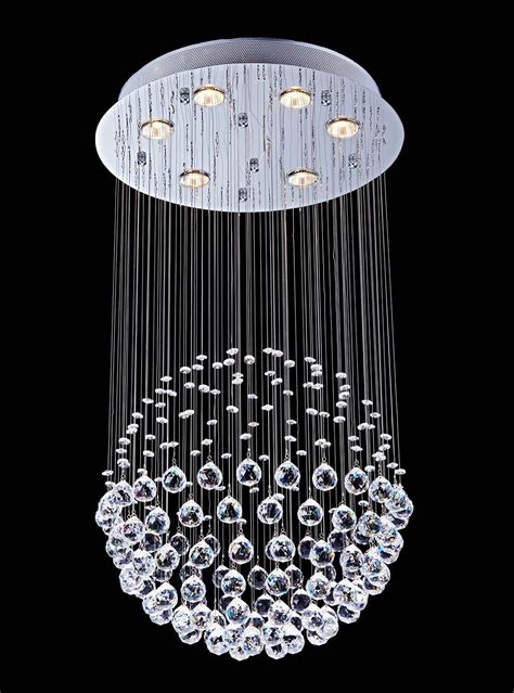 Lumos Modern Crystal Chandelier Rain Drop Lighting Fixture 6 Lights