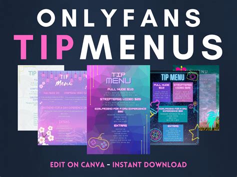 Onlyfans Tip Menu Templates 5 In Total Put Your Tips On Etsy