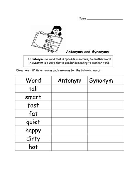 Synonyms Worksheet For Grade 4