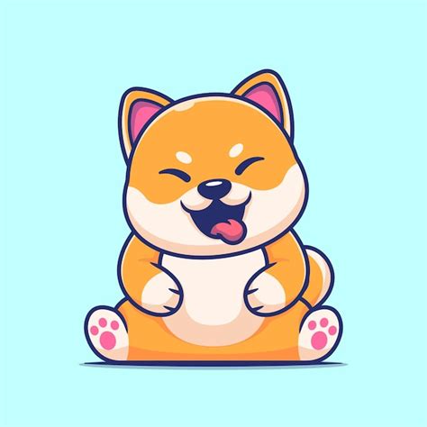 Premium Vector Cute Shiba Inu Dog Sitting Cartoon Vector Icon