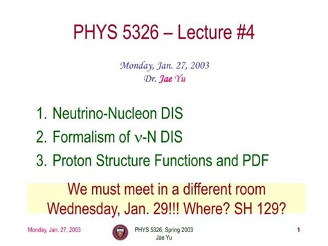 Ppt Phys 5326 Lecture 4 Powerpoint Presentation Free Download