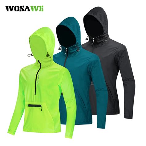 Wosawe Mens Windproof Cycling Hooded Jacket Long Sleeve Breathable