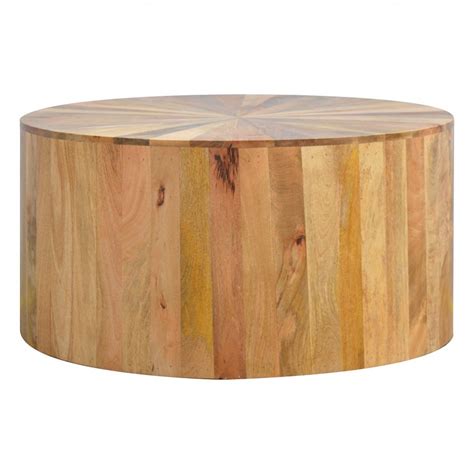 Solid Oak Finished Mango Wood Round Coffee Table Furniture 4 Life