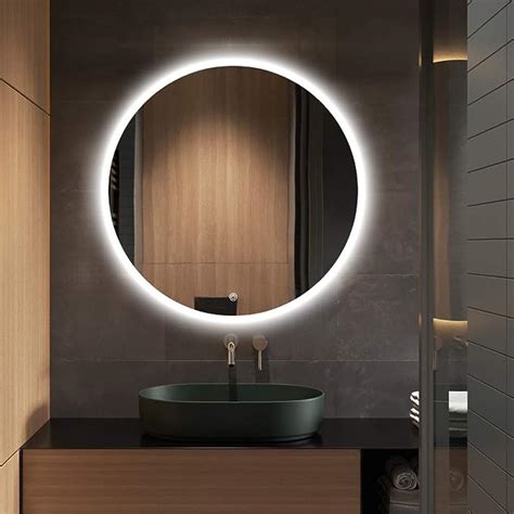 S·bagno 600mm Diameter Modern Round Illuminated Led Bathroom Mirror With Built In Bluetooth