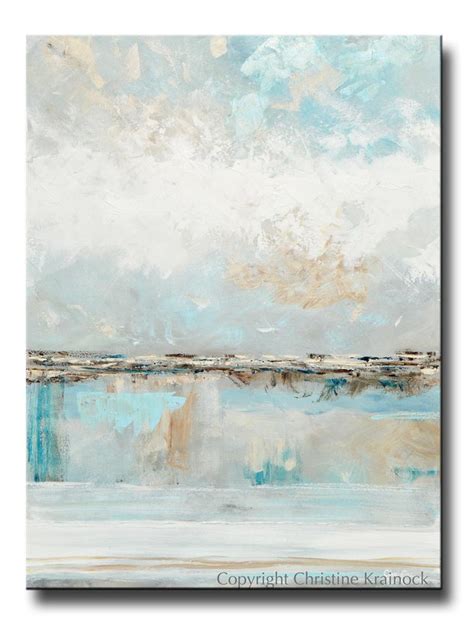 Original Art Abstract Painting Blue White Coastal
