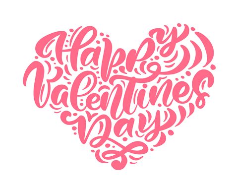 Calligraphy Phrase Happy Valentines Day In Heart Shape 375564 Vector