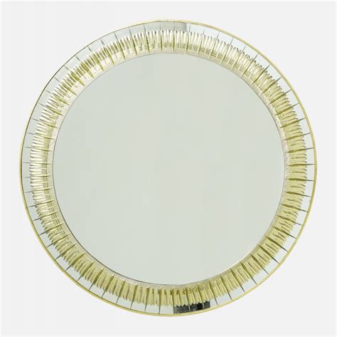 Italian Brass Golden Cristal Mirror By Cristal Arte 1960s 198492