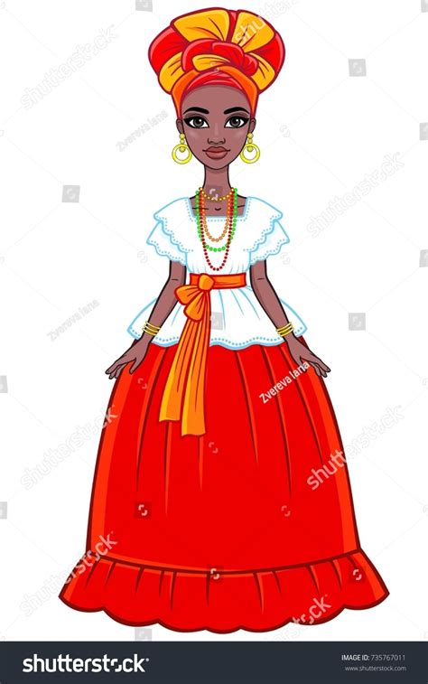 Animation Portrait Of The Attractive Brazilian Royalty Free Stock Vector 735767011