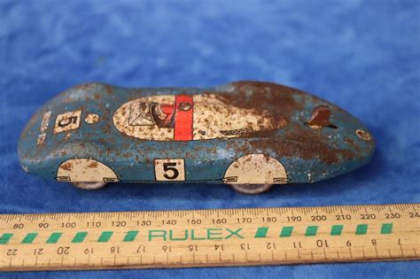 Lot Vintage Tin Toy Biller Toy Racing Car Made In Us Zone Germany