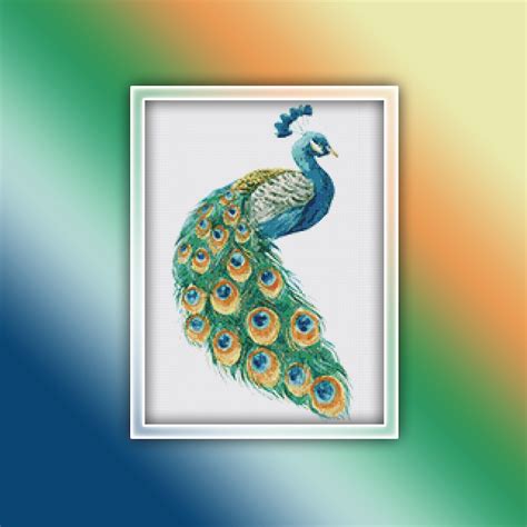 Peacock Cross Stitch Pattern Instant Pdf Download Peacock Etsy