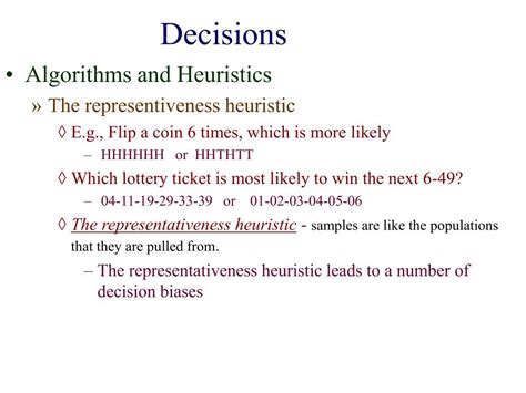 PPT - Outline Decisions The representativeness heuristic The ...