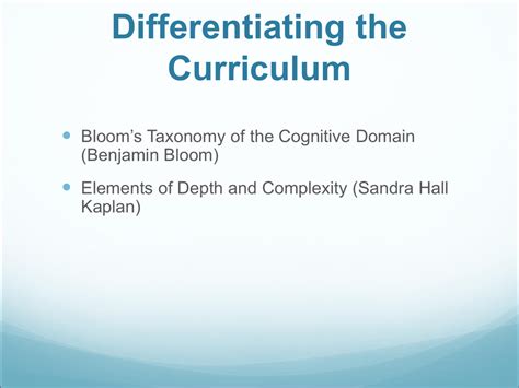 Bloom`s Taxonomy Of The Cognitive Domain
