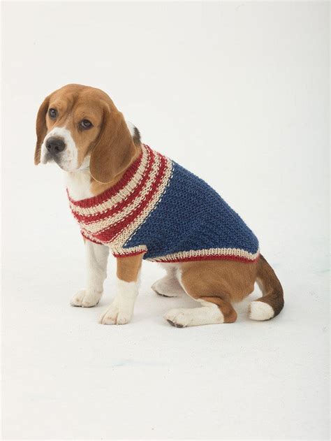 The Patriot Dog Sweater In Lion Brand Heartland L32376 Knitting