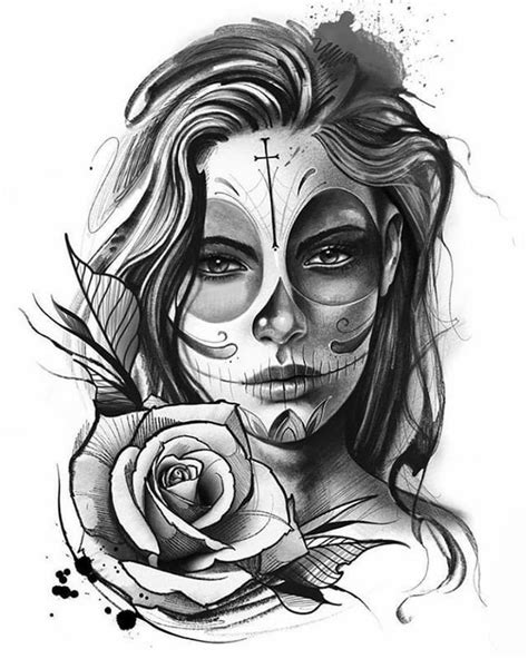Image May Contain 1 Person Skull Girl Tattoo Girl Face Tattoo Skull