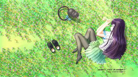 Hd Wallpaper Sen No Kiseki Anime Girl Sleeping Grass Neko Lying