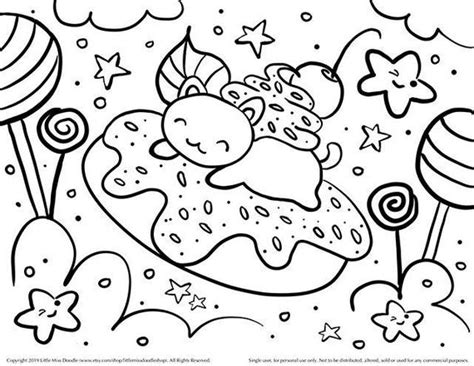 Sweet Dreams Kitty Doodle Printable Cute Kawaii Coloring Page Etsy