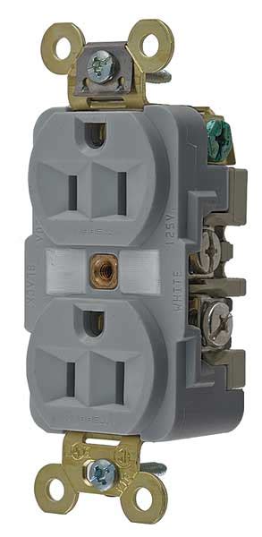Hubbell 15a Duplex Receptacle 125vac 5 15r Gy Hbl5262gy Zoro
