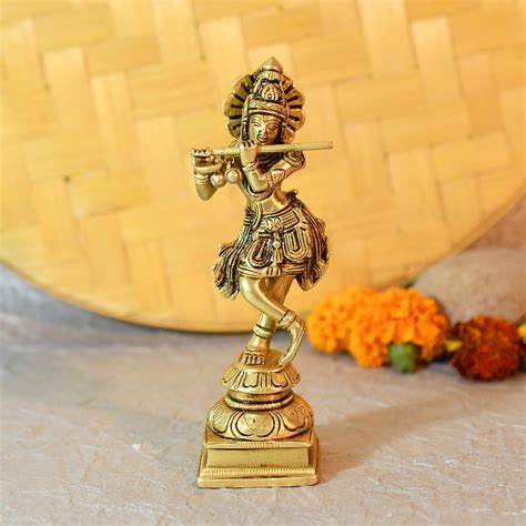 Buy Collectible India Brass Flute Playing Krishna Statue 6 X 2 X 2