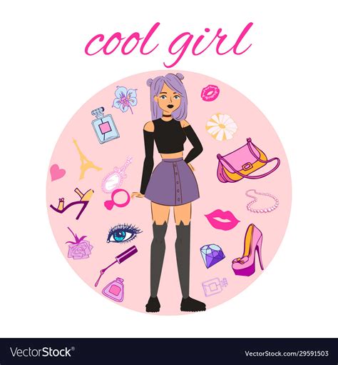 Cool Girl Fashion Poster Royalty Free Vector Image