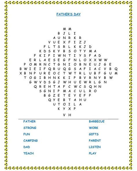 Fathers Day Word Search Puzzle Free English Worksheet For Kids