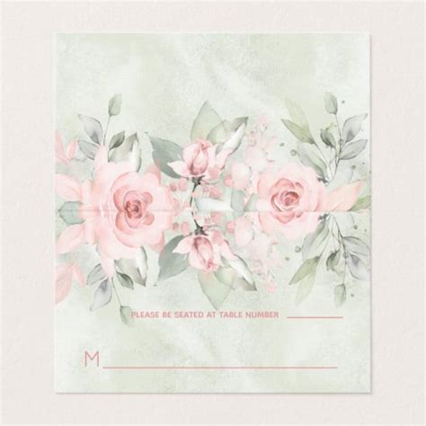 Blushing Roses Wedding Guest Table Seating Card Zazzle