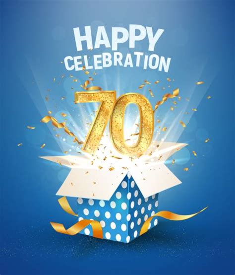 Best Happy 70th Birthday Anniversary Card Illustrations Royalty Free