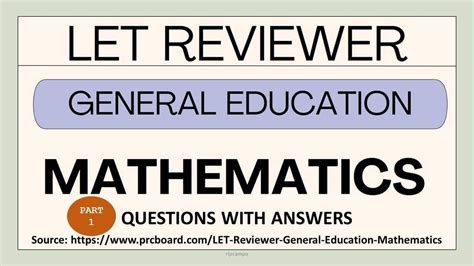 Let Reviewer 2022 General Education Mathematics Youtube