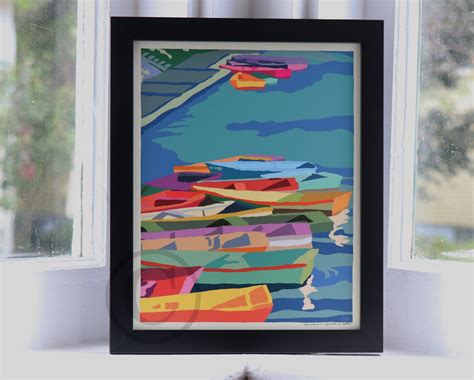 perkins cove dinghies art print 8 x 10 framed travel poster by alan alan claude gallery