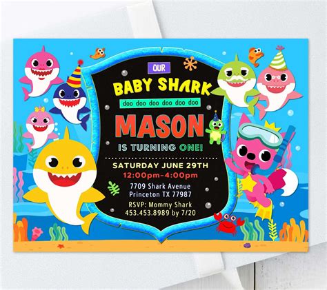 Baby Shark 1st Birthday Invitation Edit Online From Your Device