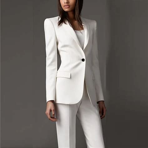 White Formal Women Business Formal Office Lady Outfit Suits Female Slim