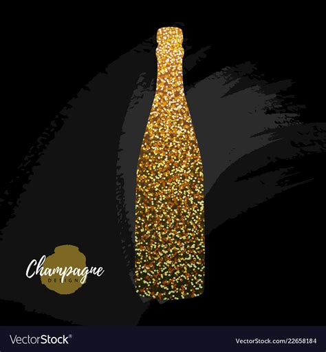 Champagne Bottle Icon Golden Sparkle Champagne Vector Image
